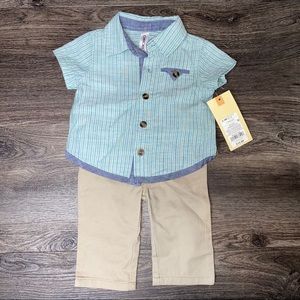 Cherokee Striped Button Down and Khakis Set